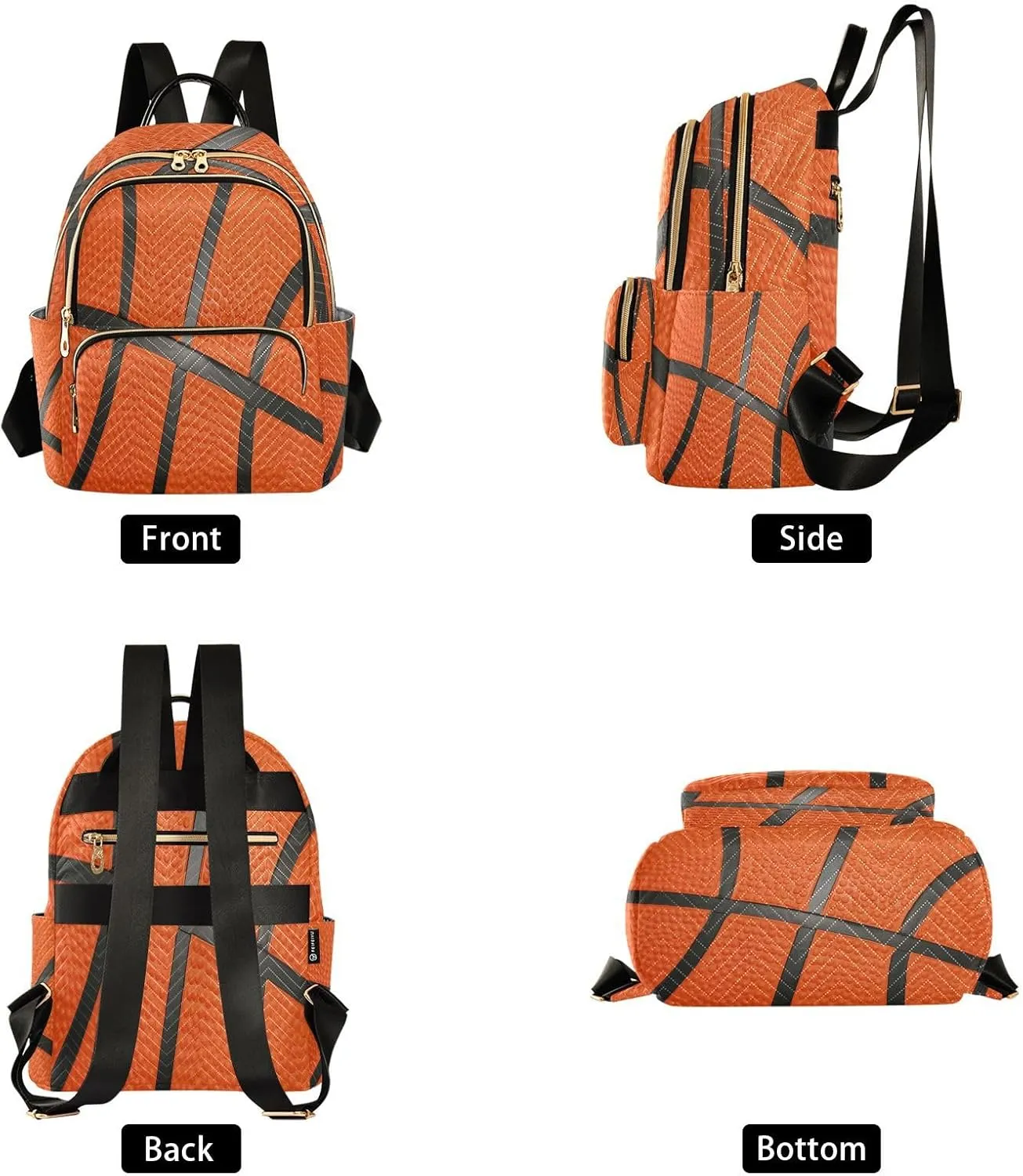 ALAZA Orange Ball Basketball Women Backpack Purse Ladies Fashion Shoulder Bag Daypack Travel Bag 7.5L