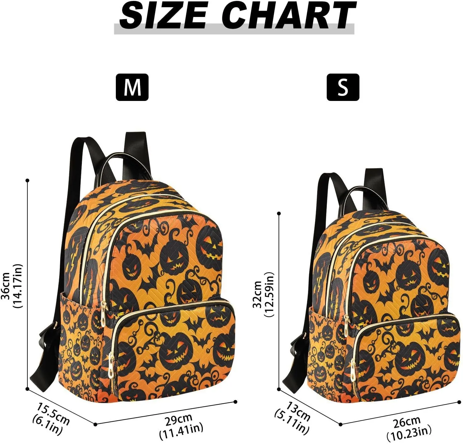 ALAZA Orange Pumpkin Bat Tree Halloween Women Backpack Purse Ladies Fashion Shoulder Bag Daypack Travel Bag 7.5L