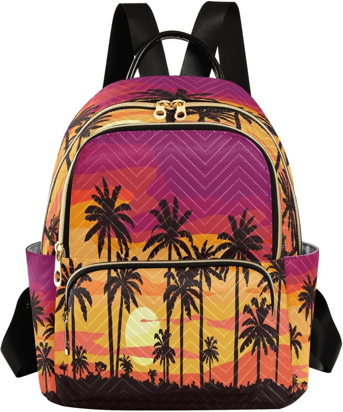 ALAZA Palm Trees Sunset Women Backpack Purse Ladies Fashion Shoulder Bag Daypack Travel Bag 7.5L
