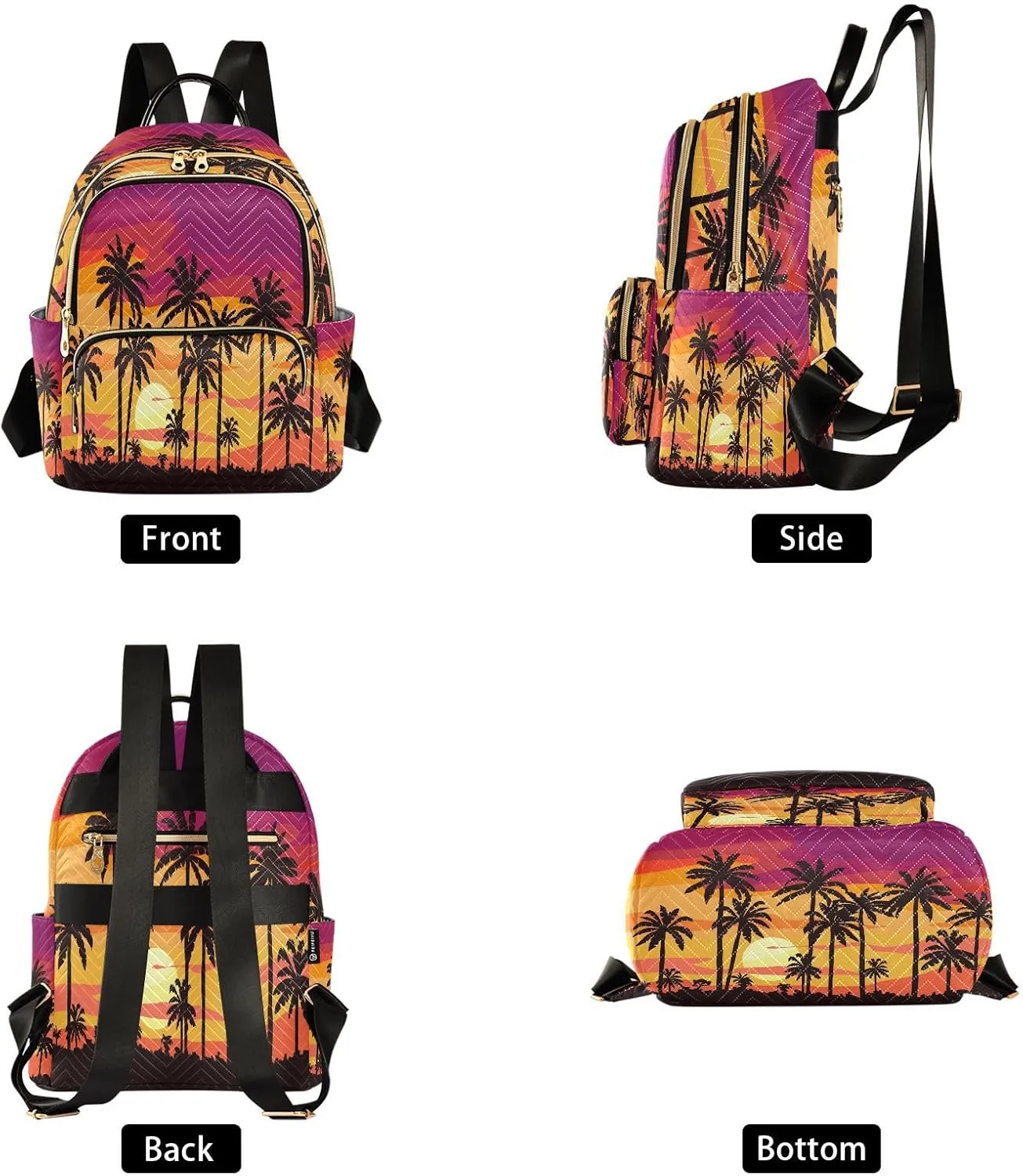 ALAZA Palm Trees Sunset Women Backpack Purse Ladies Fashion Shoulder Bag Daypack Travel Bag 7.5L