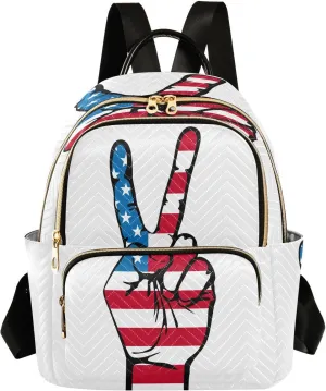 ALAZA Peace Gesture Usa American Flag Backpack for Women Purse Bag Travel Handbag Shoulder Bag