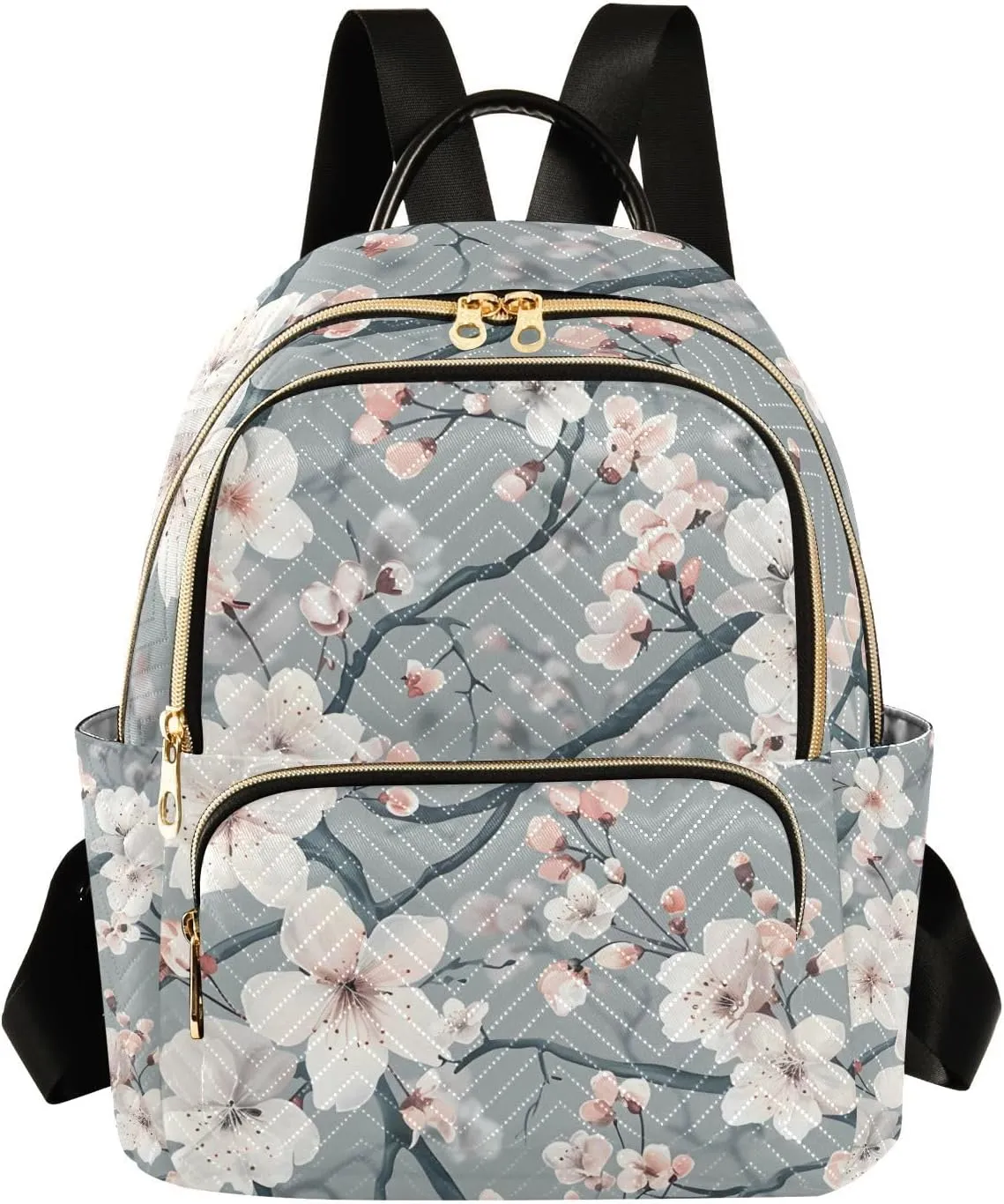 ALAZA Pink White Cherry Blossoms Flowers Small Backpack Purse for Women Travel Bag Lightweight Shoulder Bag Fashion Daypack