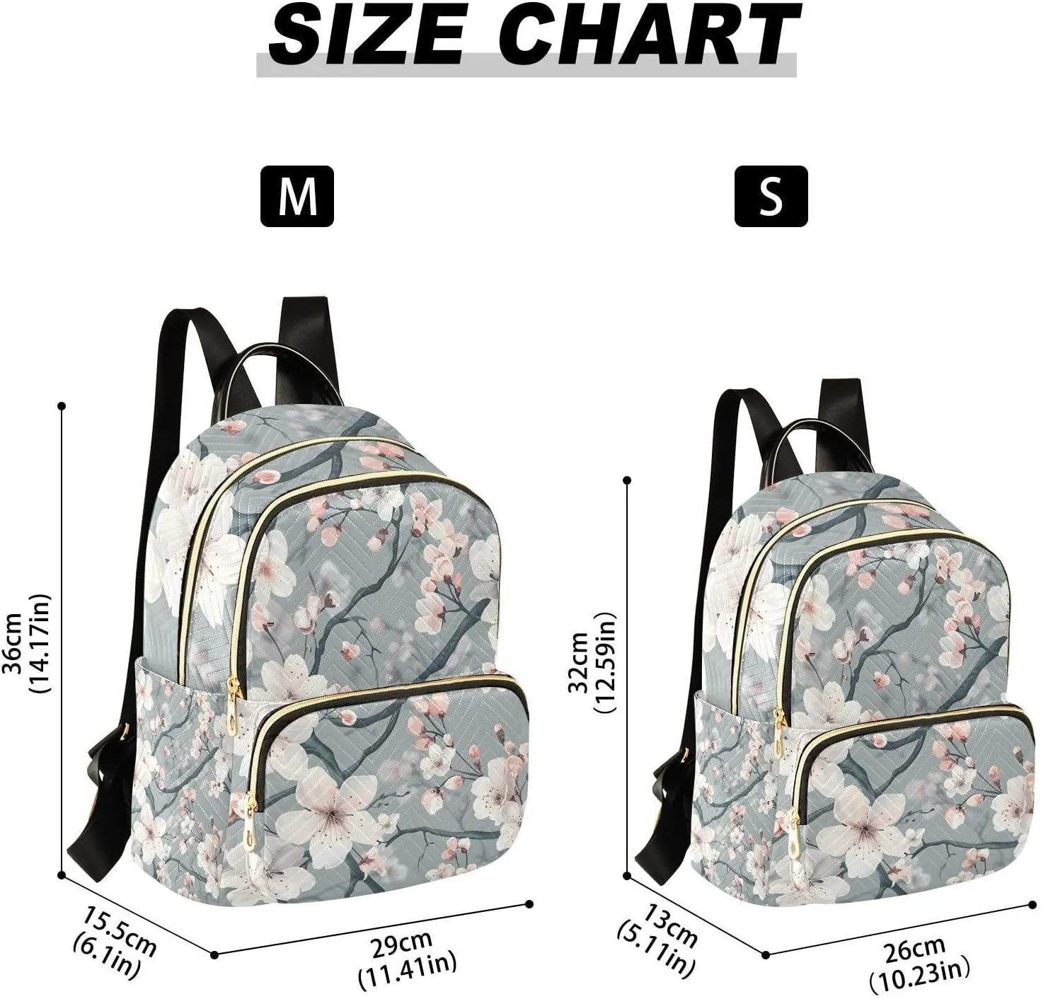 ALAZA Pink White Cherry Blossoms Flowers Small Backpack Purse for Women Travel Bag Lightweight Shoulder Bag Fashion Daypack