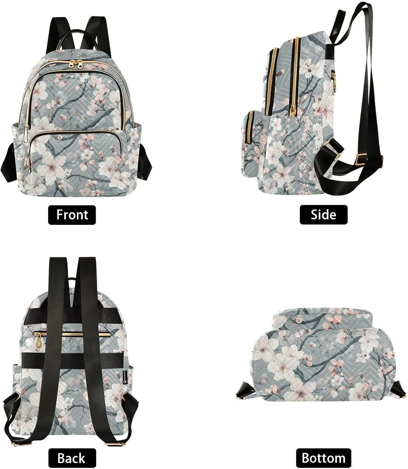 ALAZA Pink White Cherry Blossoms Flowers Small Backpack Purse for Women Travel Bag Lightweight Shoulder Bag Fashion Daypack