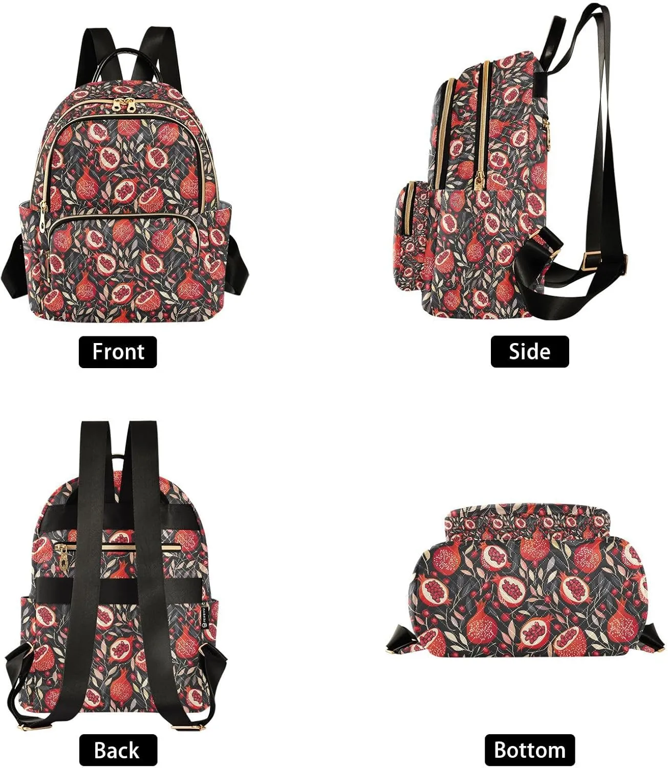 ALAZA Red Pomegranate Leaf Women Backpack Purse Ladies Fashion Shoulder Bag Daypack Travel Bag 10L