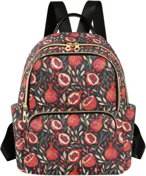 ALAZA Red Pomegranate Leaf Women Backpack Purse Ladies Fashion Shoulder Bag Daypack Travel Bag 10L