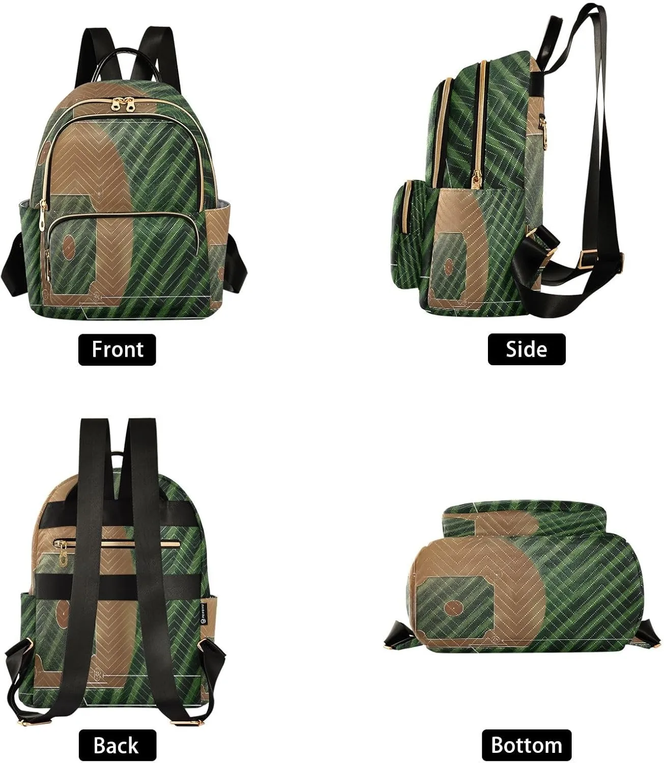 ALAZA Retro American Fottball Court Green Women Backpack Purse Ladies Fashion Shoulder Bag Daypack Travel Bag 10L