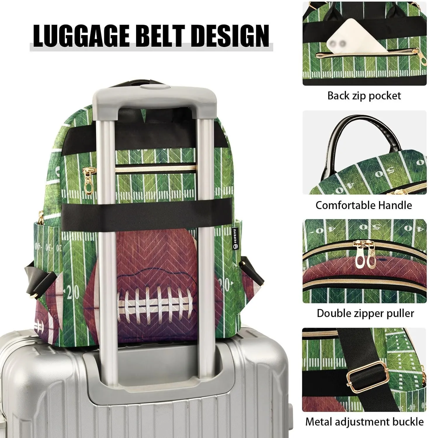 ALAZA Retro Grunge American Football Women Backpack Purse Ladies Fashion Shoulder Bag Daypack Travel Bag 7.5L