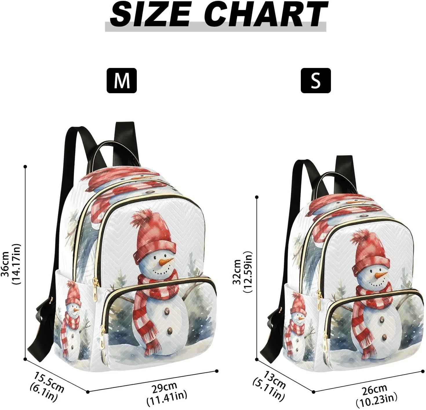 ALAZA Retro Snowman Pine Tree Snow Women Backpack Purse Ladies Fashion Shoulder Bag Daypack Travel Bag 10L