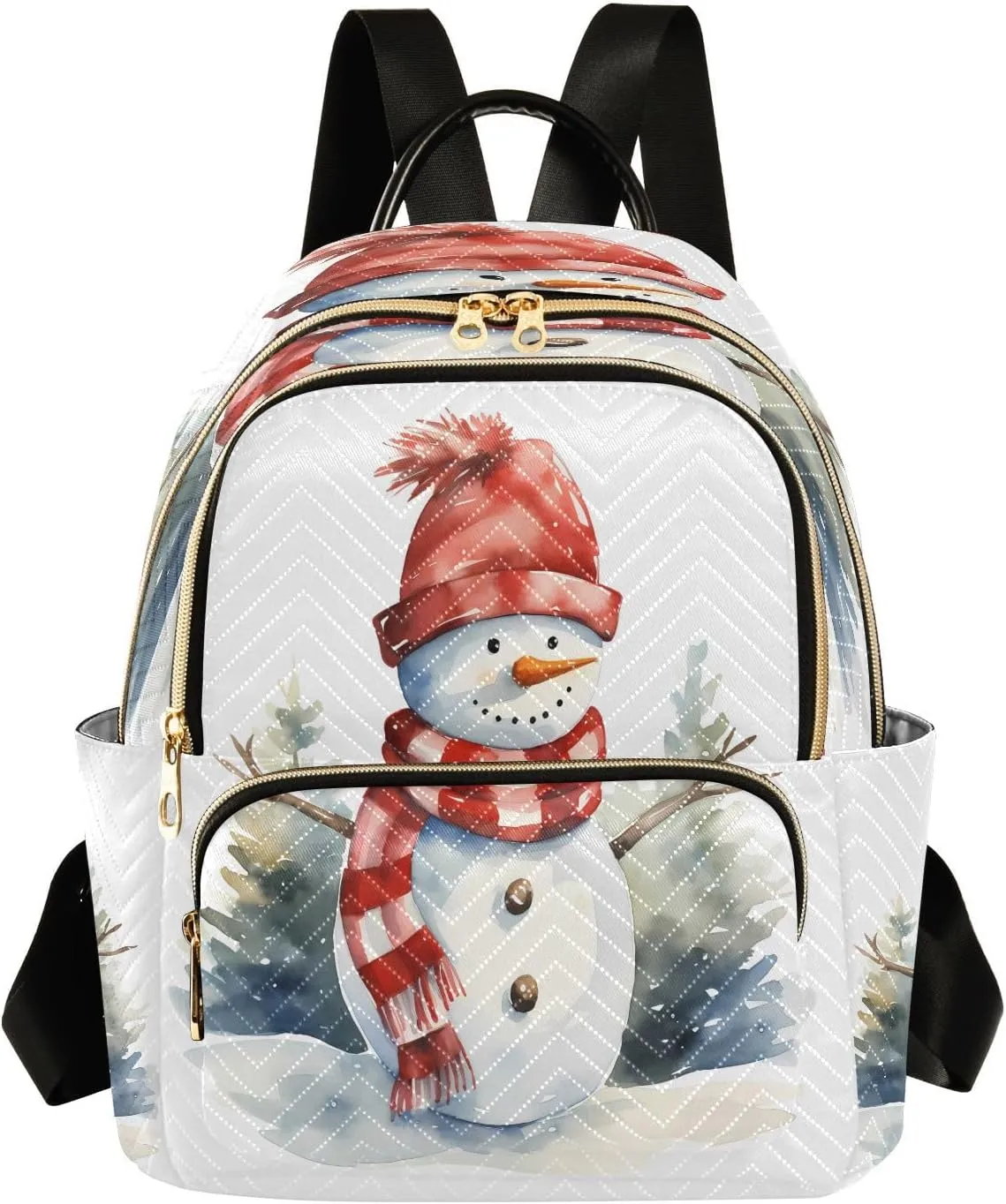 ALAZA Retro Snowman Pine Tree Snow Women Backpack Purse Ladies Fashion Shoulder Bag Daypack Travel Bag 10L