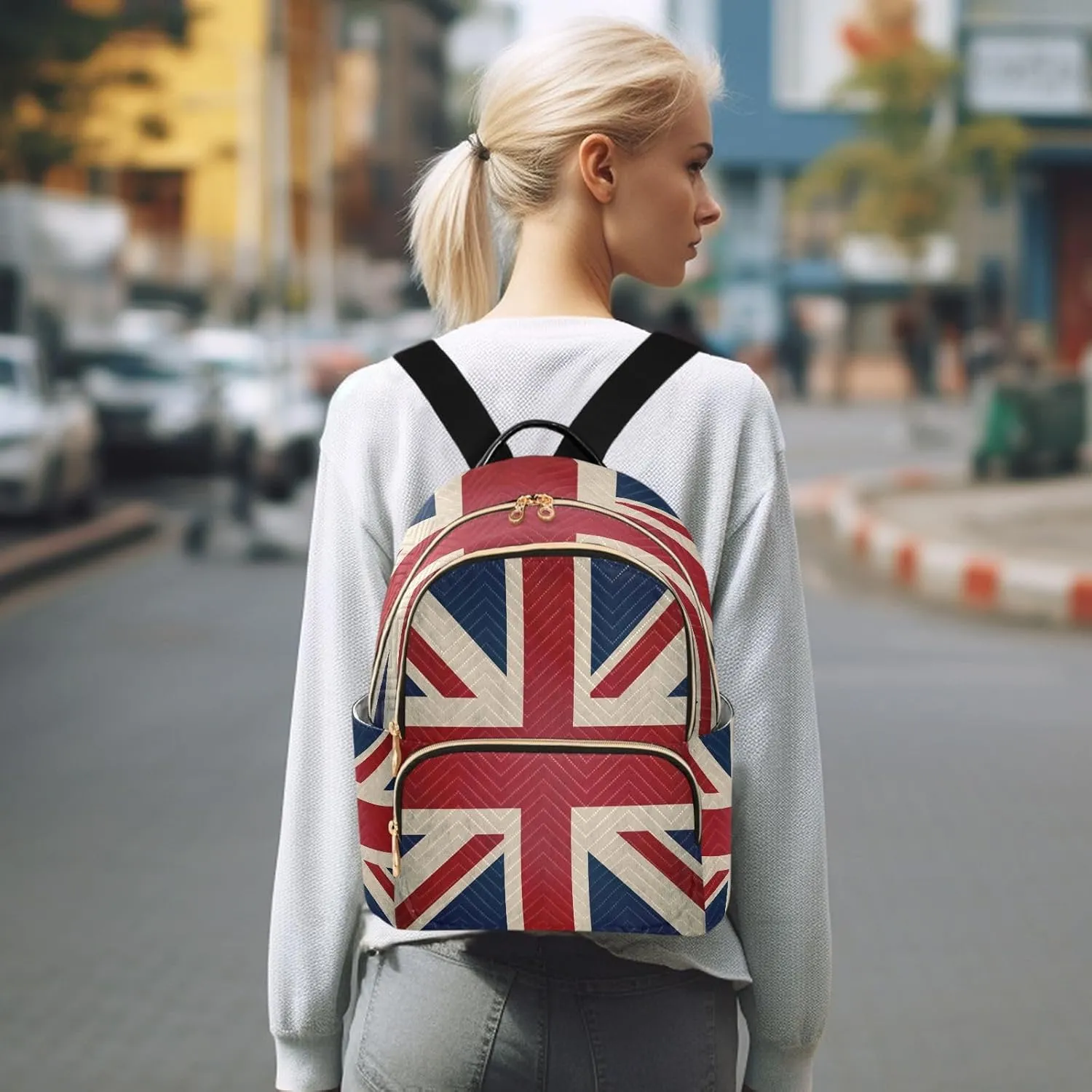 ALAZA Retro Union Jack British Flag Women Backpack Purse Ladies Fashion Shoulder Bag Daypack Travel Bag 10L