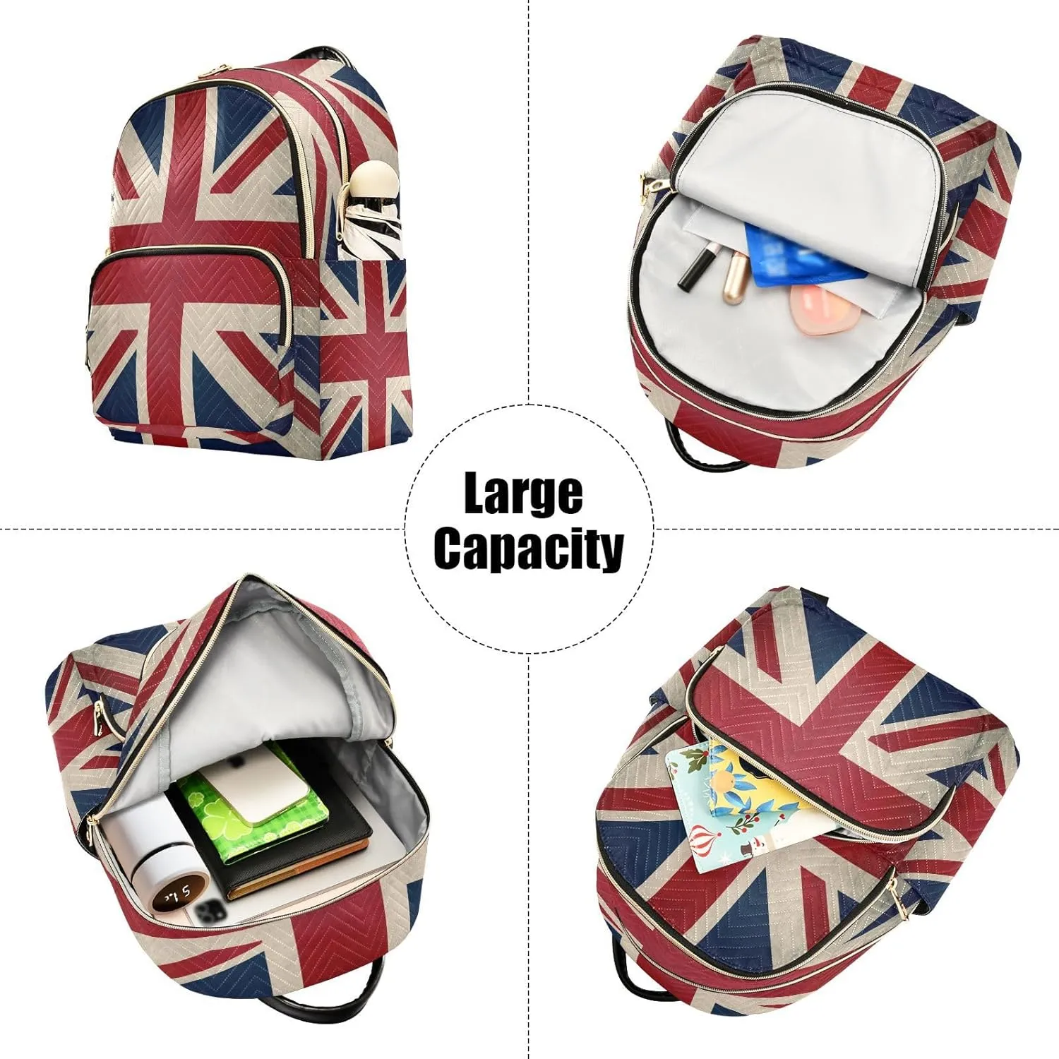ALAZA Retro Union Jack British Flag Women Backpack Purse Ladies Fashion Shoulder Bag Daypack Travel Bag 10L