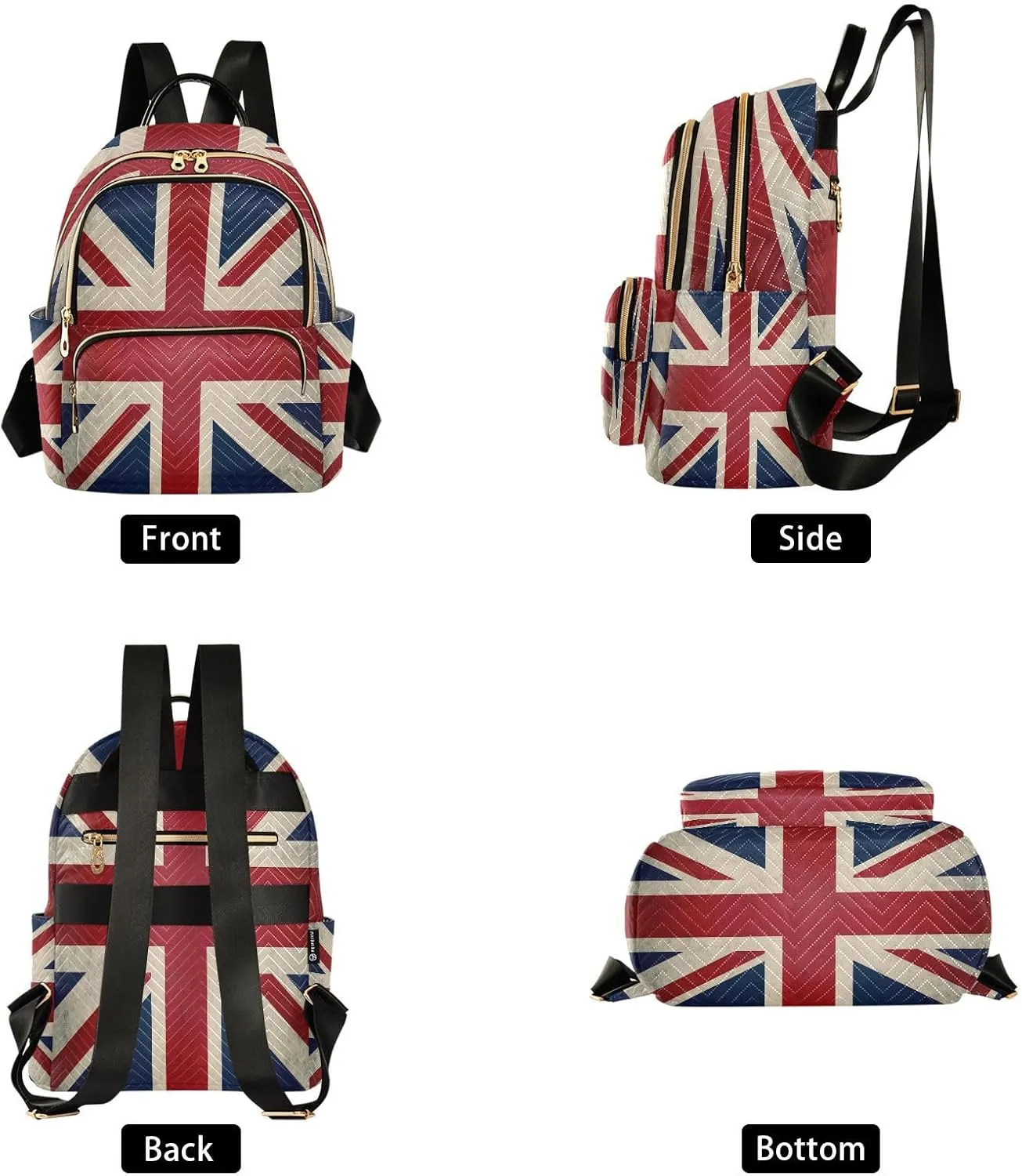 ALAZA Retro Union Jack British Flag Women Backpack Purse Ladies Fashion Shoulder Bag Daypack Travel Bag 10L