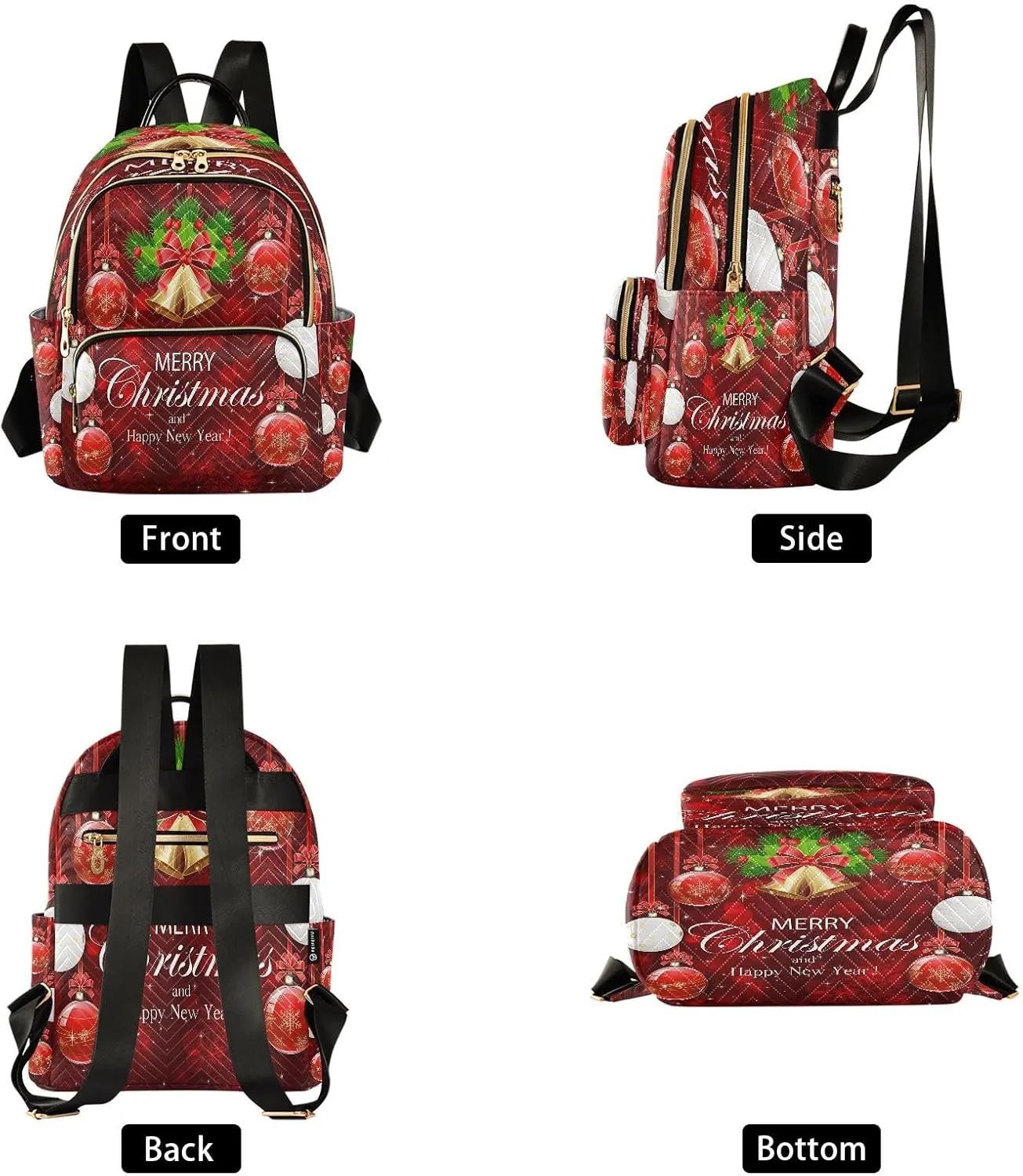 ALAZA Snowflakes Christmas Ball Women Backpack Purse Ladies Fashion Shoulder Bag Daypack Travel Bag 7.5L