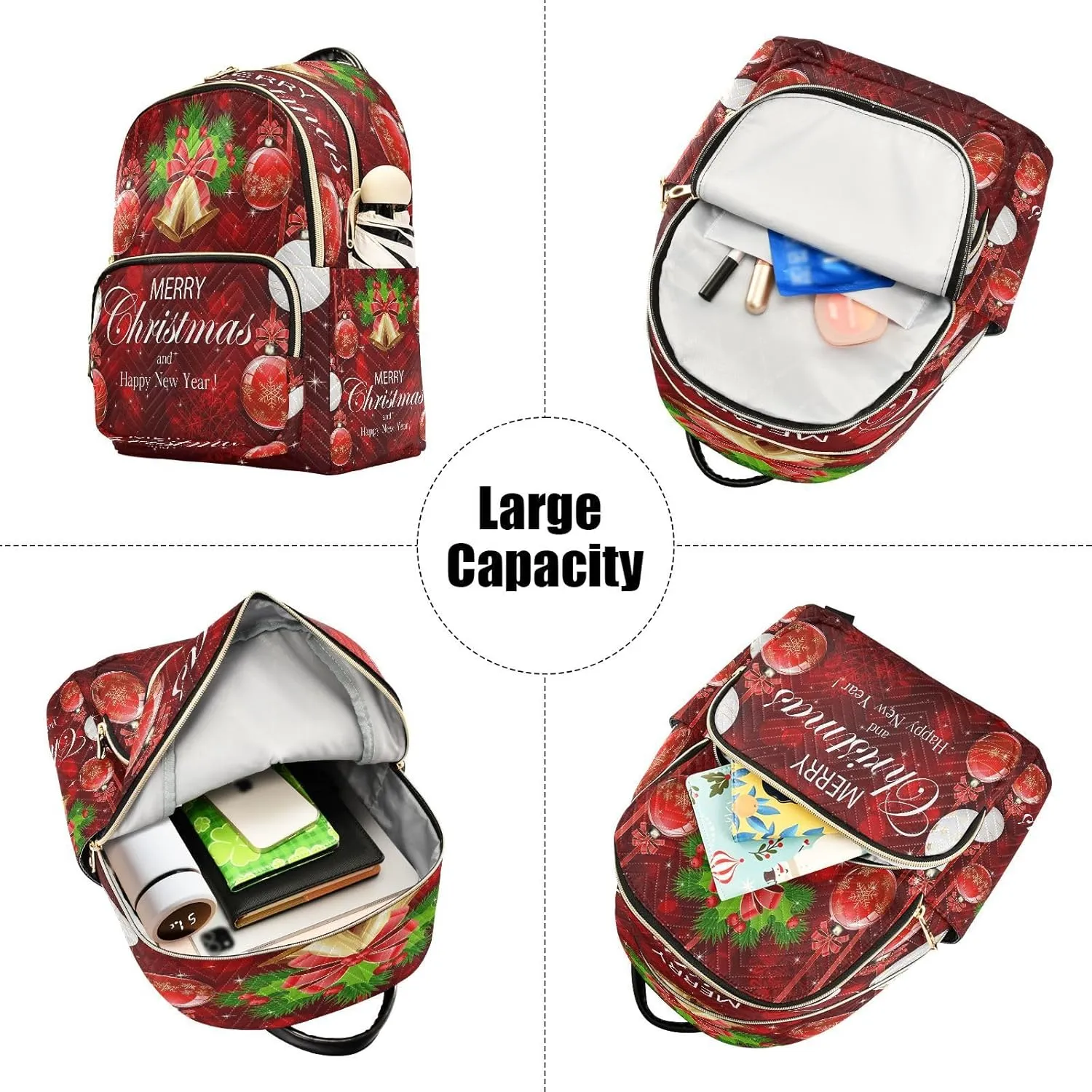 ALAZA Snowflakes Christmas Ball Women Backpack Purse Ladies Fashion Shoulder Bag Daypack Travel Bag 7.5L