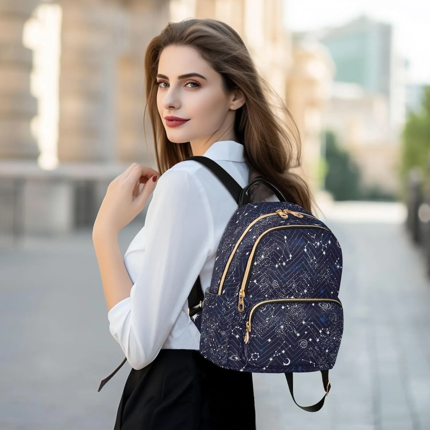 ALAZA Space Galaxy Constellation Star Women Backpack Purse Ladies Fashion Shoulder Bag Daypack Travel Bag 7.5L