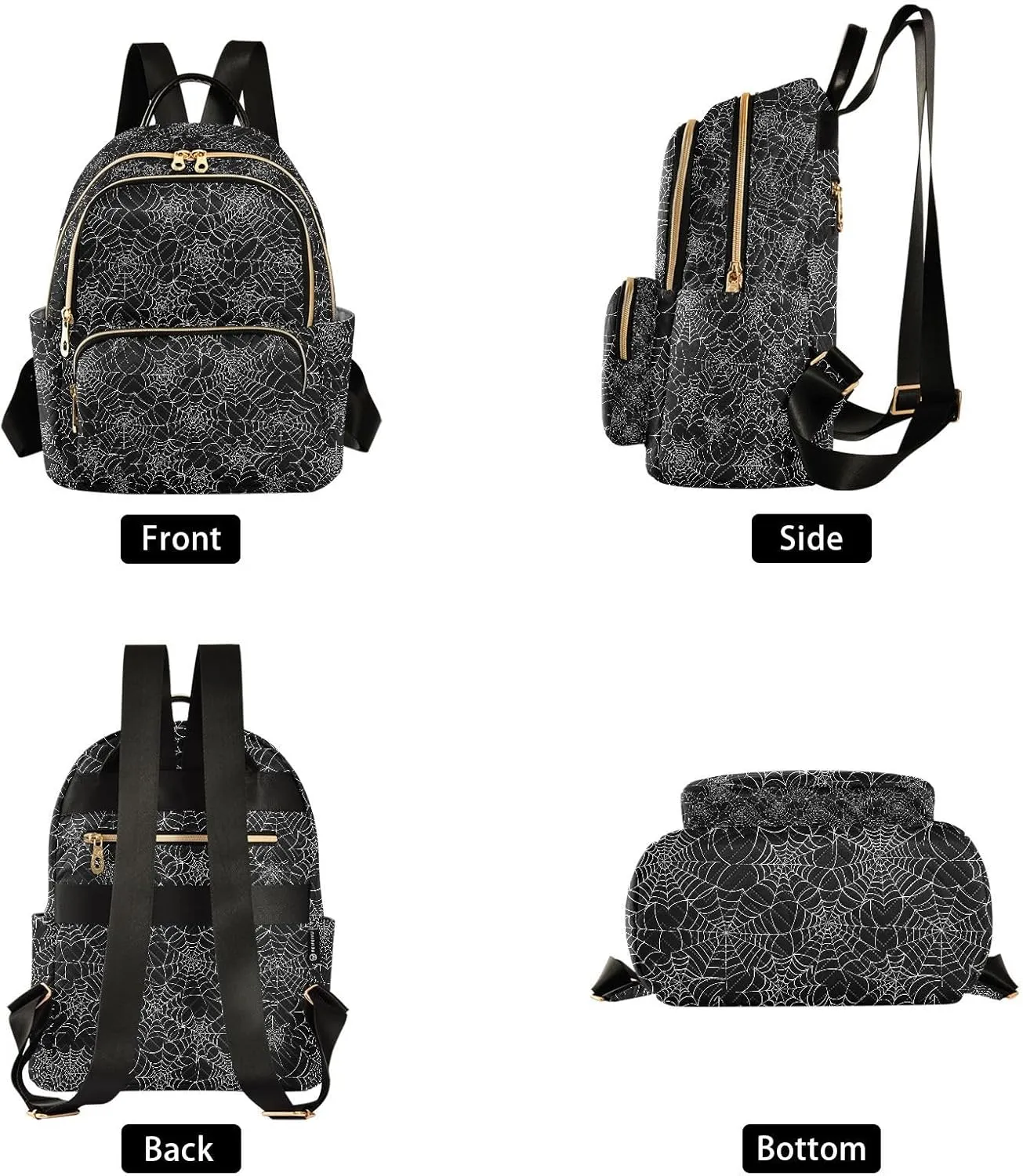 ALAZA Spider Web Black Halloween Women Backpack Purse Ladies Fashion Shoulder Bag Daypack Travel Bag 7.5L