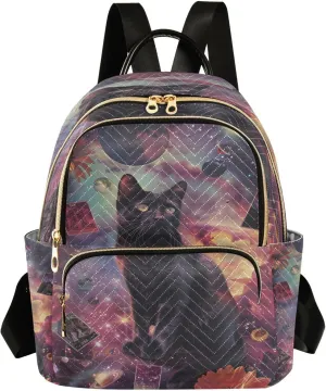 ALAZA Symbolize Black Cats Small Backpack for Women Fashion Backpack Purse Lightweight Casual Daypack Back Pack Travel Bag, S