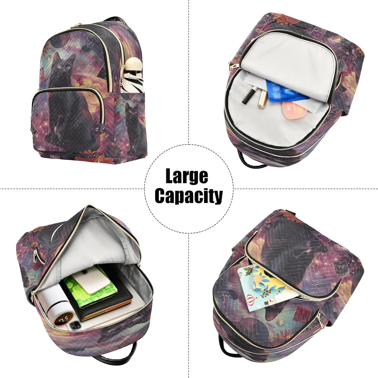 ALAZA Symbolize Black Cats Small Backpack for Women Fashion Backpack Purse Lightweight Casual Daypack Back Pack Travel Bag, S