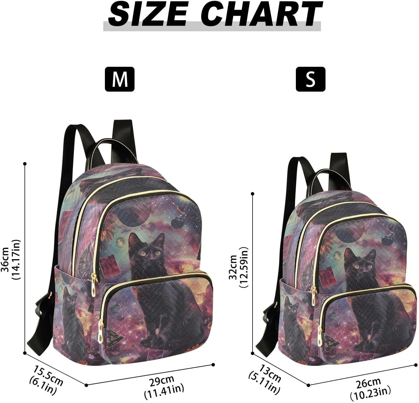 ALAZA Symbolize Black Cats Small Backpack for Women Fashion Backpack Purse Lightweight Casual Daypack Back Pack Travel Bag, S