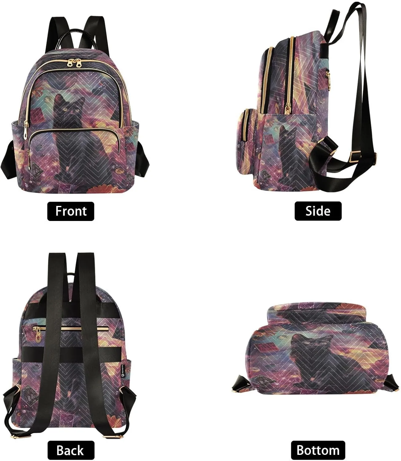 ALAZA Symbolize Black Cats Small Backpack for Women Fashion Backpack Purse Lightweight Casual Daypack Back Pack Travel Bag, S