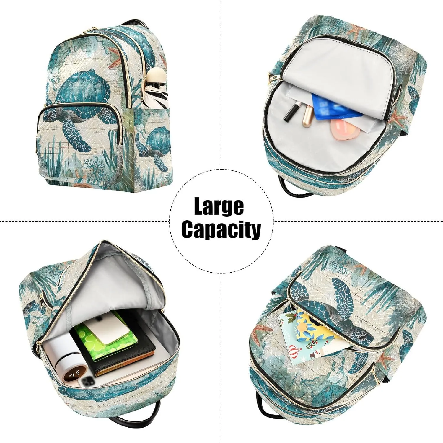 ALAZA Vintage Sea Turtle Mini Backpack Purse for Women Travel Bag Lightweight Shoulder Bag Fashion Daypack