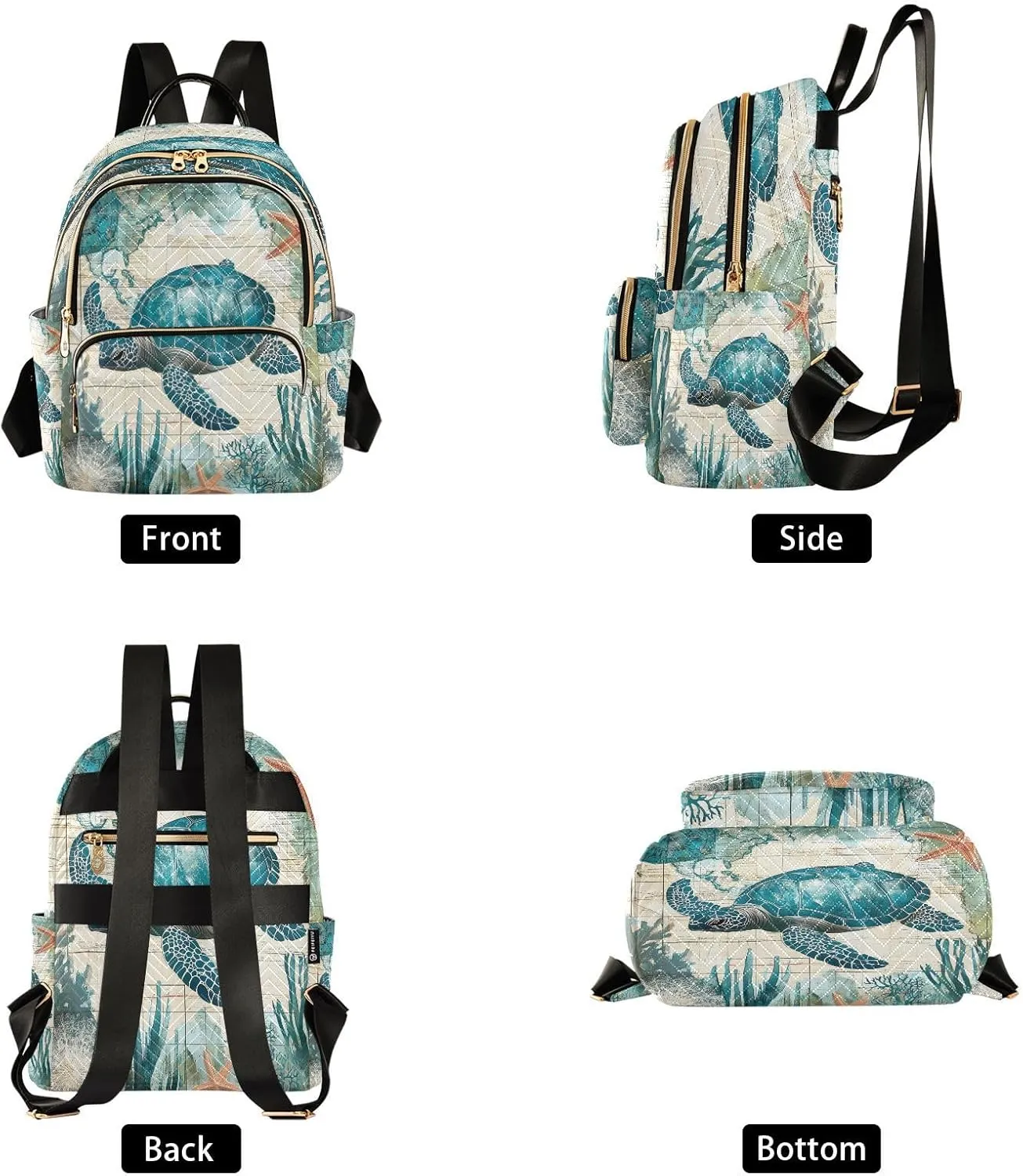ALAZA Vintage Sea Turtle Mini Backpack Purse for Women Travel Bag Lightweight Shoulder Bag Fashion Daypack