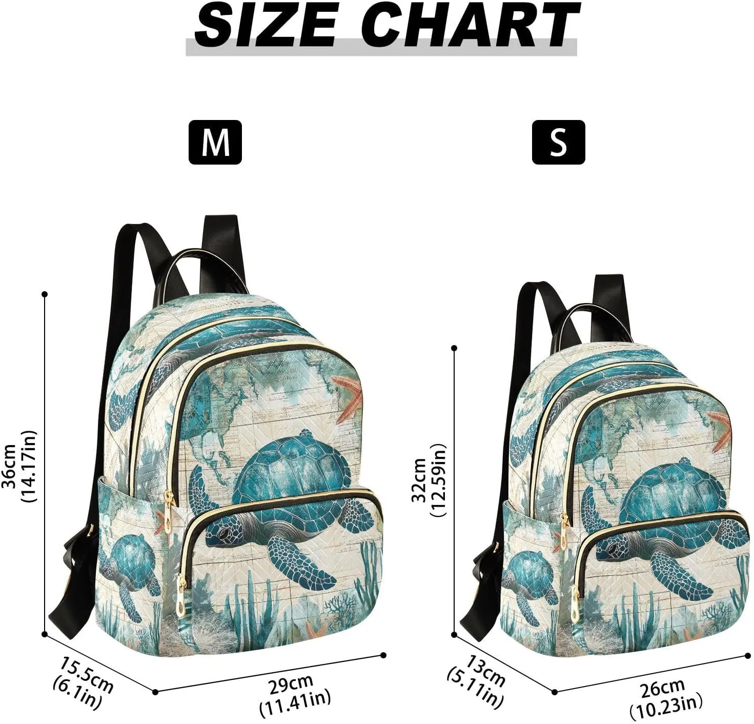 ALAZA Vintage Sea Turtle Mini Backpack Purse for Women Travel Bag Lightweight Shoulder Bag Fashion Daypack