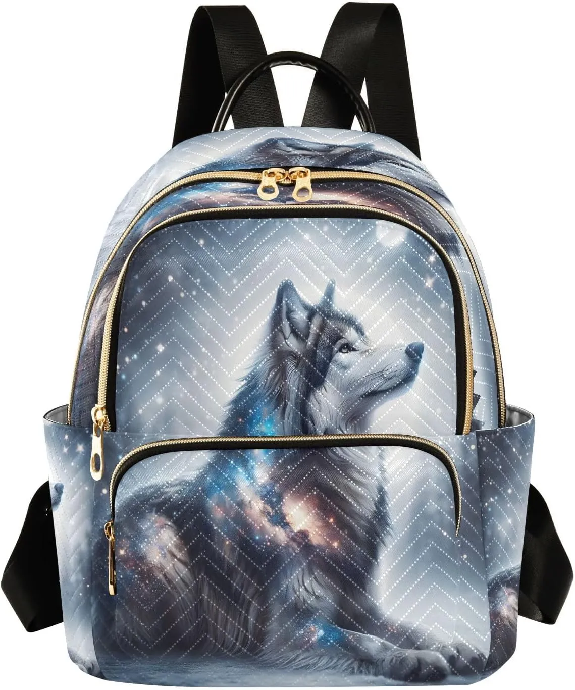 ALAZA Wolf Galaxy Nebula Landscape Women Backpack Purse Ladies Fashion Shoulder Bag Daypack Travel Bag 7.5L