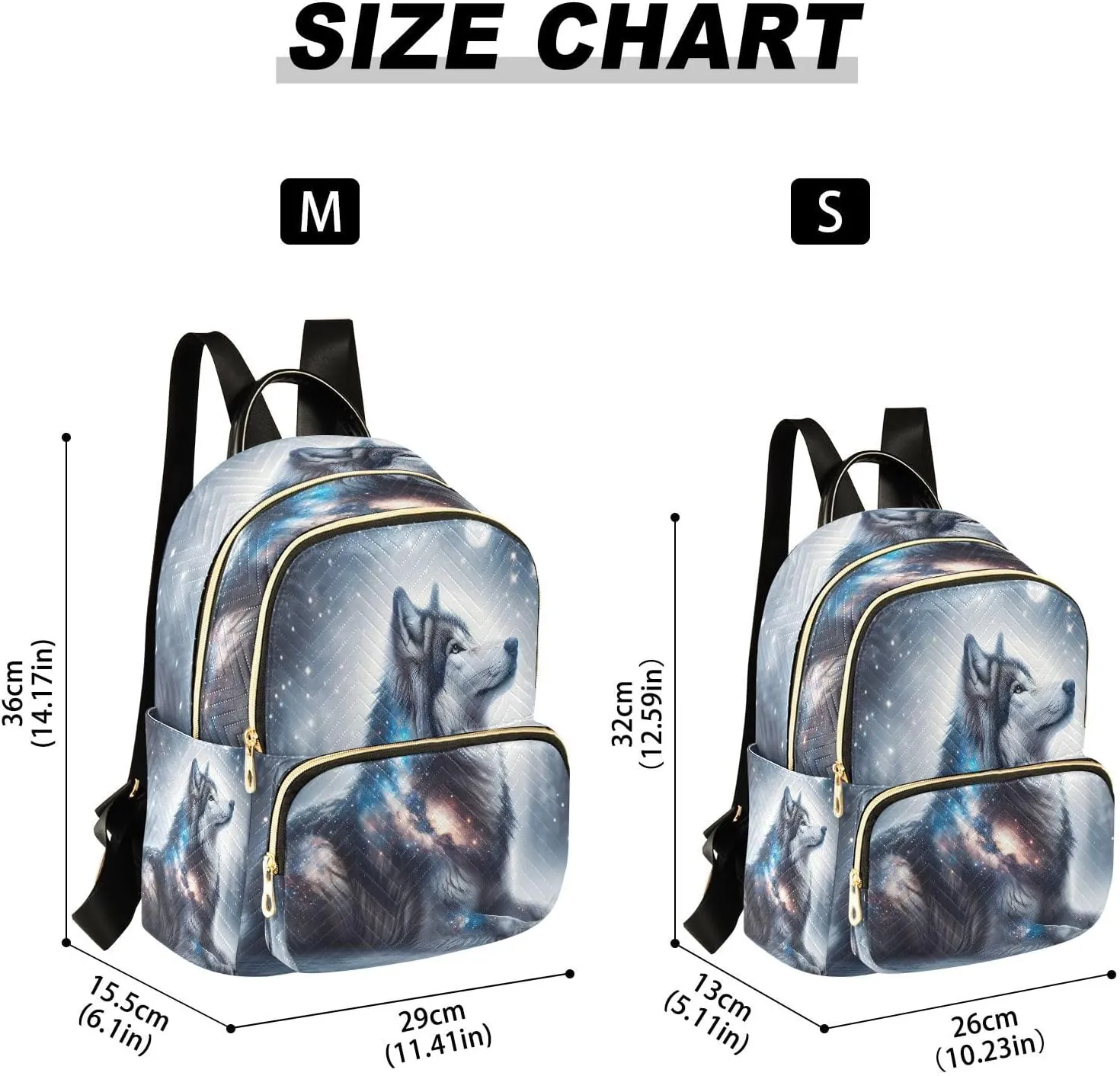 ALAZA Wolf Galaxy Nebula Landscape Women Backpack Purse Ladies Fashion Shoulder Bag Daypack Travel Bag 7.5L