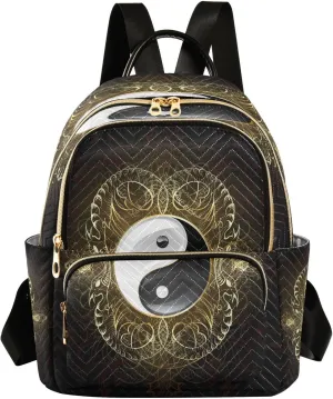 ALAZA Yin Yang Symbol Black Women Backpack Purse Ladies Fashion Shoulder Bag Daypack Travel Bag 10L