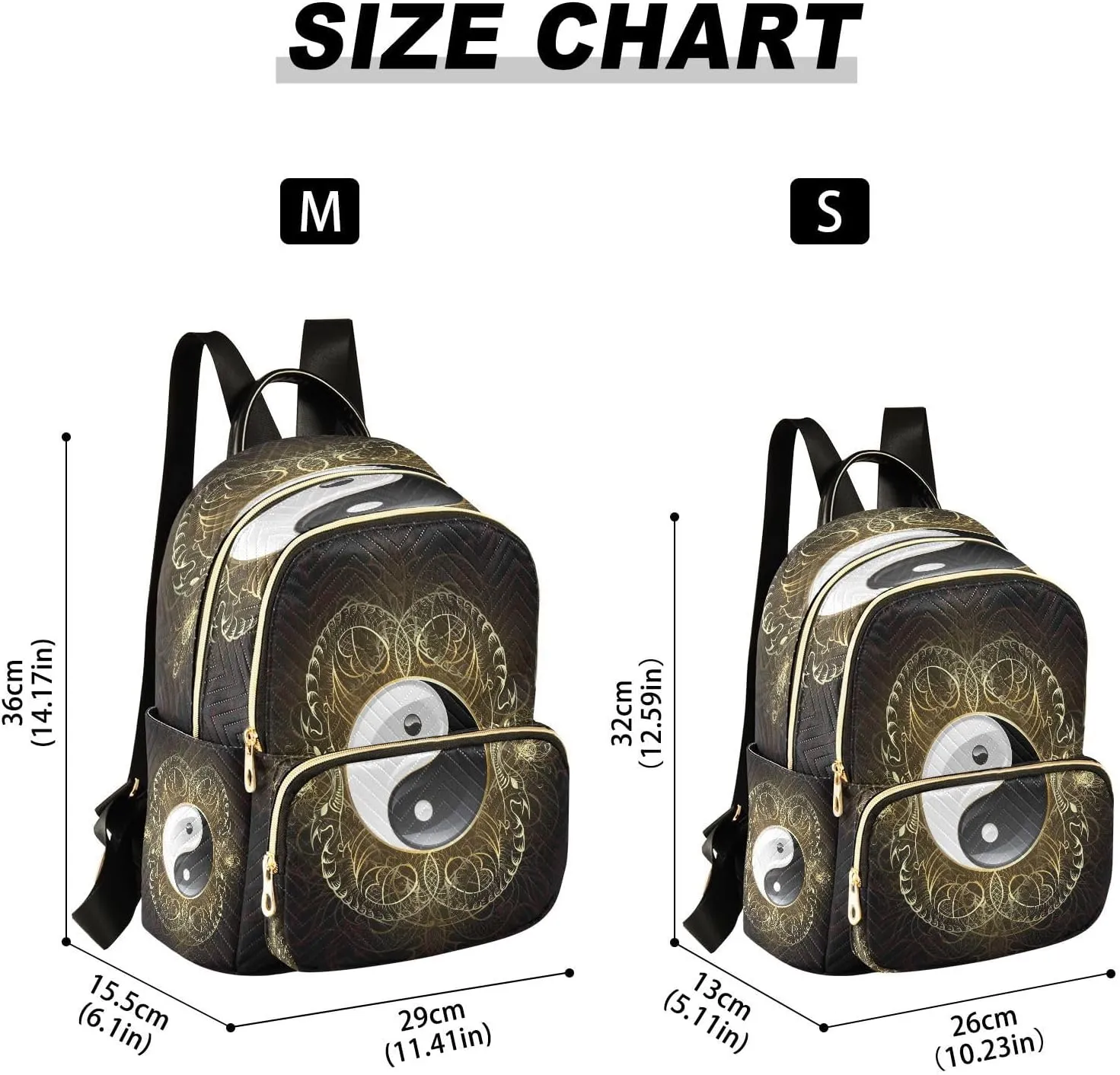 ALAZA Yin Yang Symbol Black Women Backpack Purse Ladies Fashion Shoulder Bag Daypack Travel Bag 10L