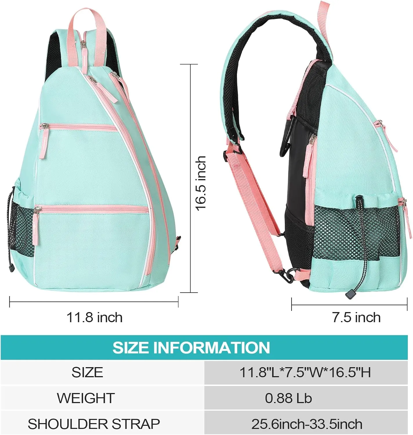 ALOOF Pickleball Bag, Adjustable Pickleball, Racketball Sling Bag, Backpack With Water Bottle Holder