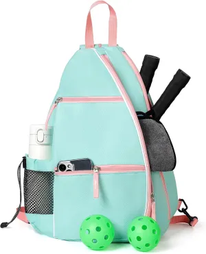 ALOOF Pickleball Bag, Adjustable Pickleball, Racketball Sling Bag, Backpack With Water Bottle Holder