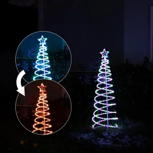 Alpine Corporation Small Spiral Christmas Tree with Multi-Functional Colored LED Lights