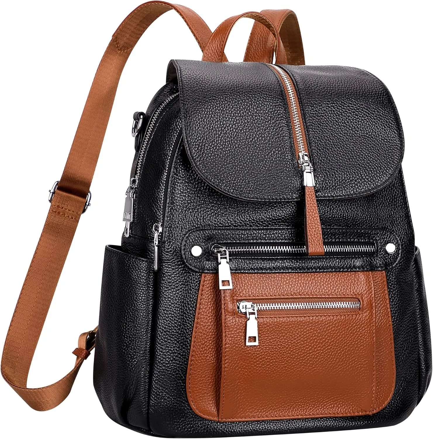 ALTOSY Leather Backpack Purse for Women Fashion Casual Handbag with Multi Pockets and Flap