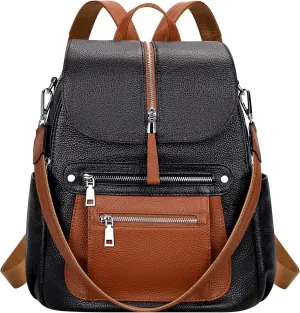 ALTOSY Leather Backpack Purse for Women Fashion Casual Handbag with Multi Pockets and Flap