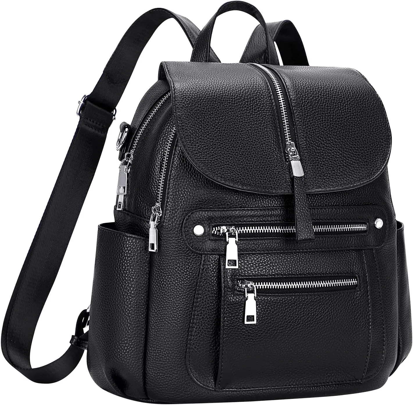 ALTOSY Leather Backpack Purse for Women Fashion Casual Handbag with Multi Pockets and Flap