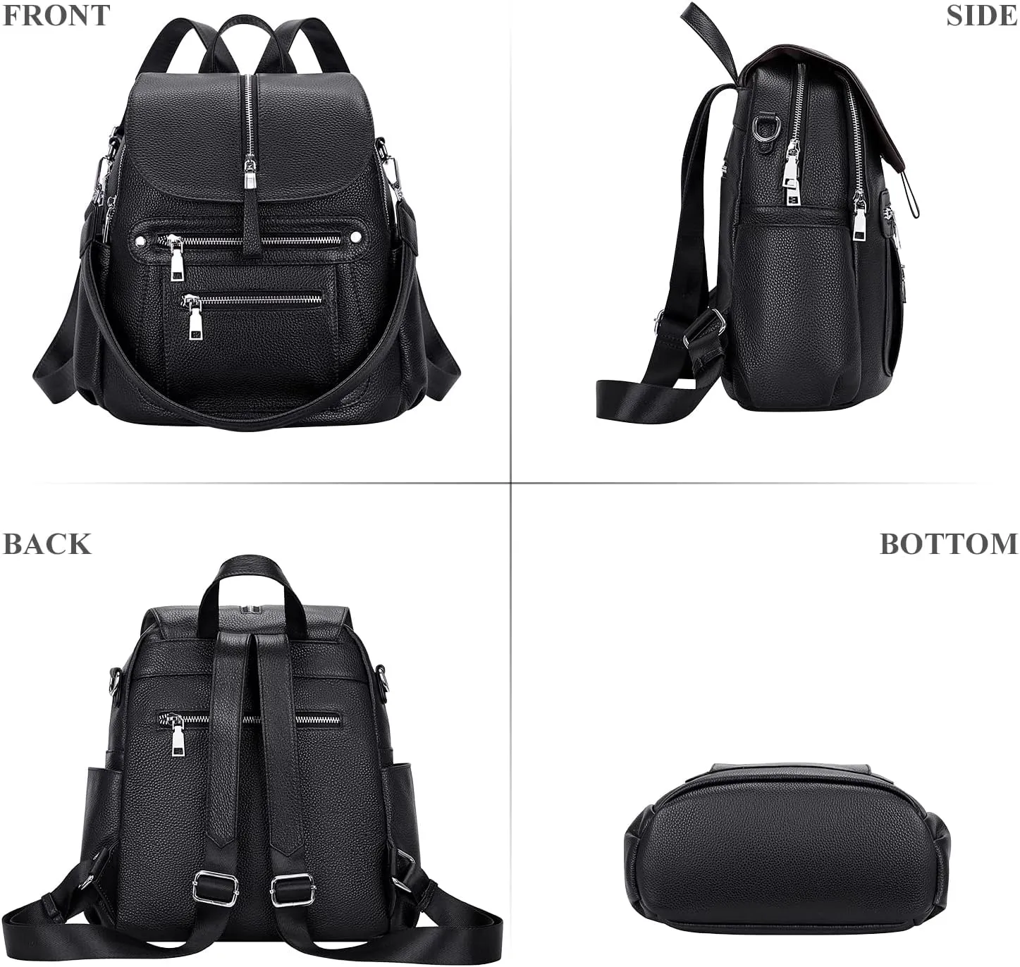 ALTOSY Leather Backpack Purse for Women Fashion Casual Handbag with Multi Pockets and Flap