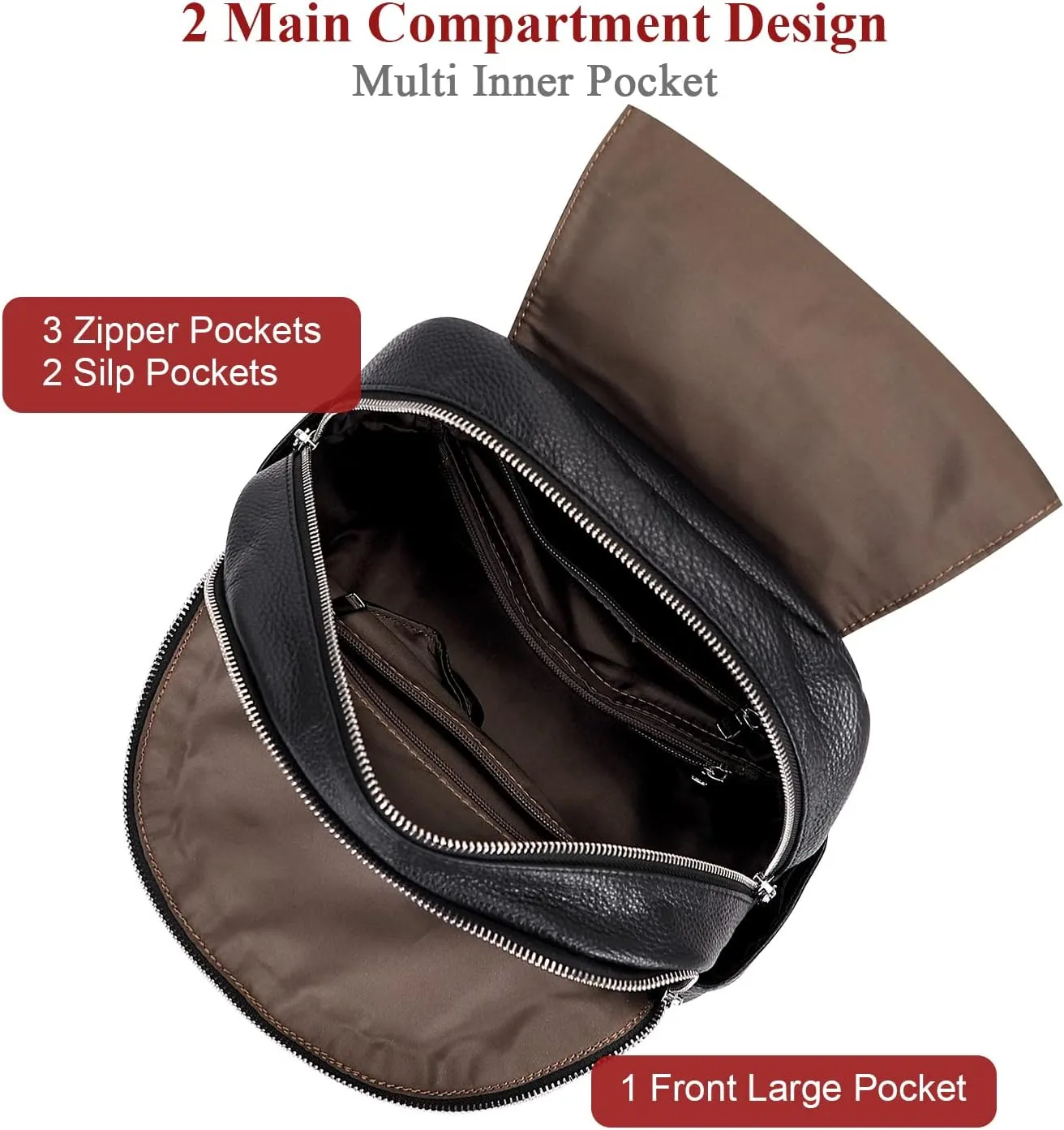 ALTOSY Leather Backpack Purse for Women Fashion Casual Handbag with Multi Pockets and Flap