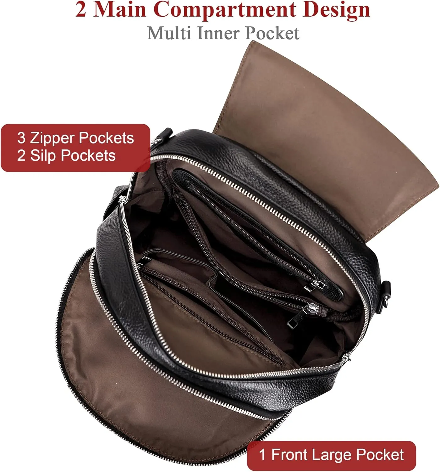 ALTOSY Leather Backpack Purse for Women Fashion Casual Handbag with Multi Pockets and Flap