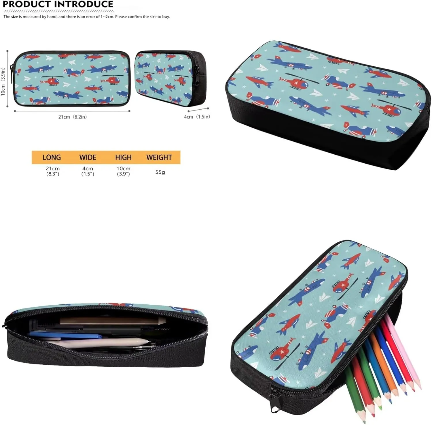 America Flag Backpack for Boys Planes Bookbag Set with Lunch Box 4 in 1 Kids School Bag for Boys Ages 3-5 for Preschool Kindergarten Students Travel Book Bag