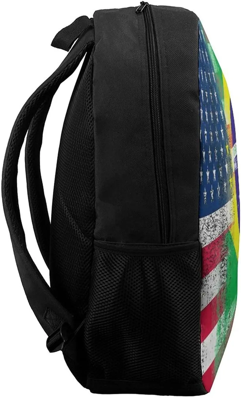 American And Brazilian Flag Backpack with Adjustable Straps, Suitable for Travel Picnics Activities