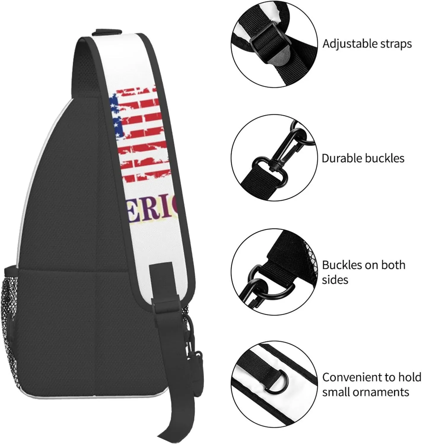 American Flag Shoulder Bag American Sling Backpack Daypack Casual Backpack Hiking Bag America Backpack Bag