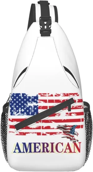 American Flag Shoulder Bag American Sling Backpack Daypack Casual Backpack Hiking Bag America Backpack Bag