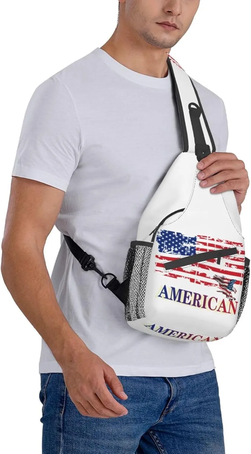 American Flag Shoulder Bag American Sling Backpack Daypack Casual Backpack Hiking Bag America Backpack Bag