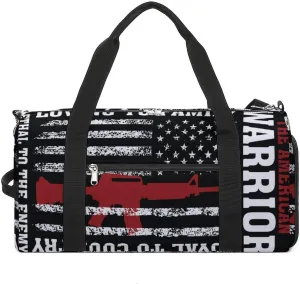 American Soldier American Flag Water Resistant Gym Bag with Shoe Compartment, Travel Duffel Tote Bag Weekender Overnight Bag for Women Men