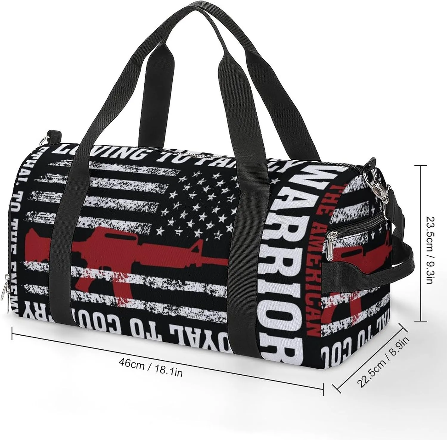 American Soldier American Flag Water Resistant Gym Bag with Shoe Compartment, Travel Duffel Tote Bag Weekender Overnight Bag for Women Men
