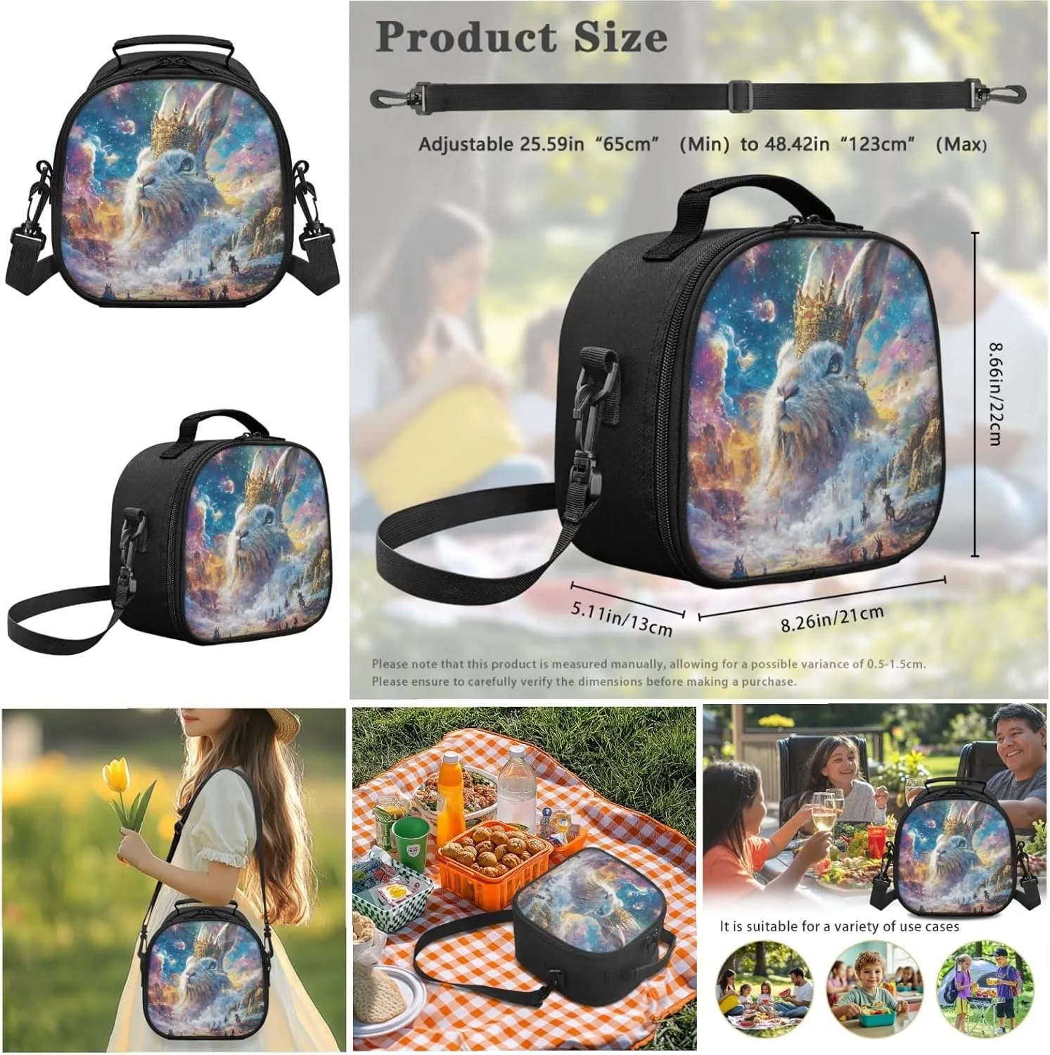 AmzPrint Mountain Hare Rabbit Backpack And Lunch Box Bags For Students Girls Boys Elementary School 3 In 1 Backpack Set