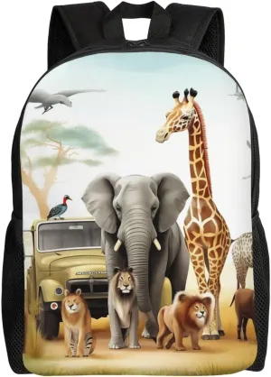 Animal Safari Cute Backpack Waterproof Lightweight Laptop Backpack Shoulder Bag Casual Daypack For Women Men